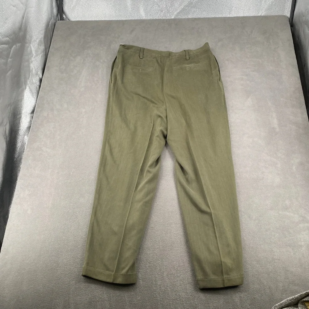 Tommy Bahama Mens 40 Silk Pants Olive Green Straight Leg Casual Trousers Luxury